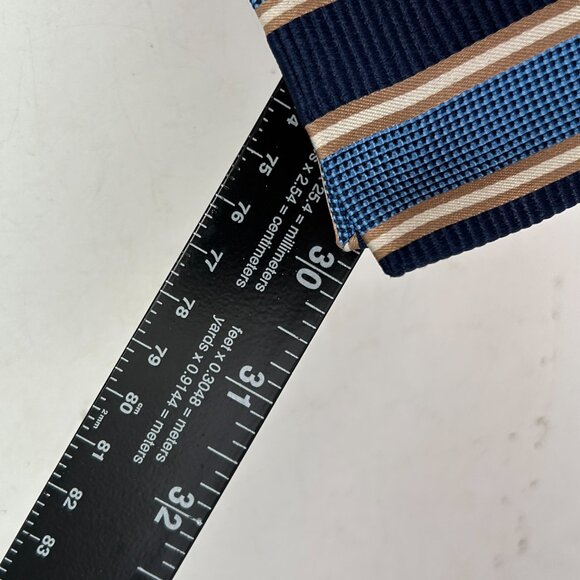 Ermenegildo Zegna Woven Silk Repp Blue Striped MensNecktie heavy diagonal - Picture 7 of 8